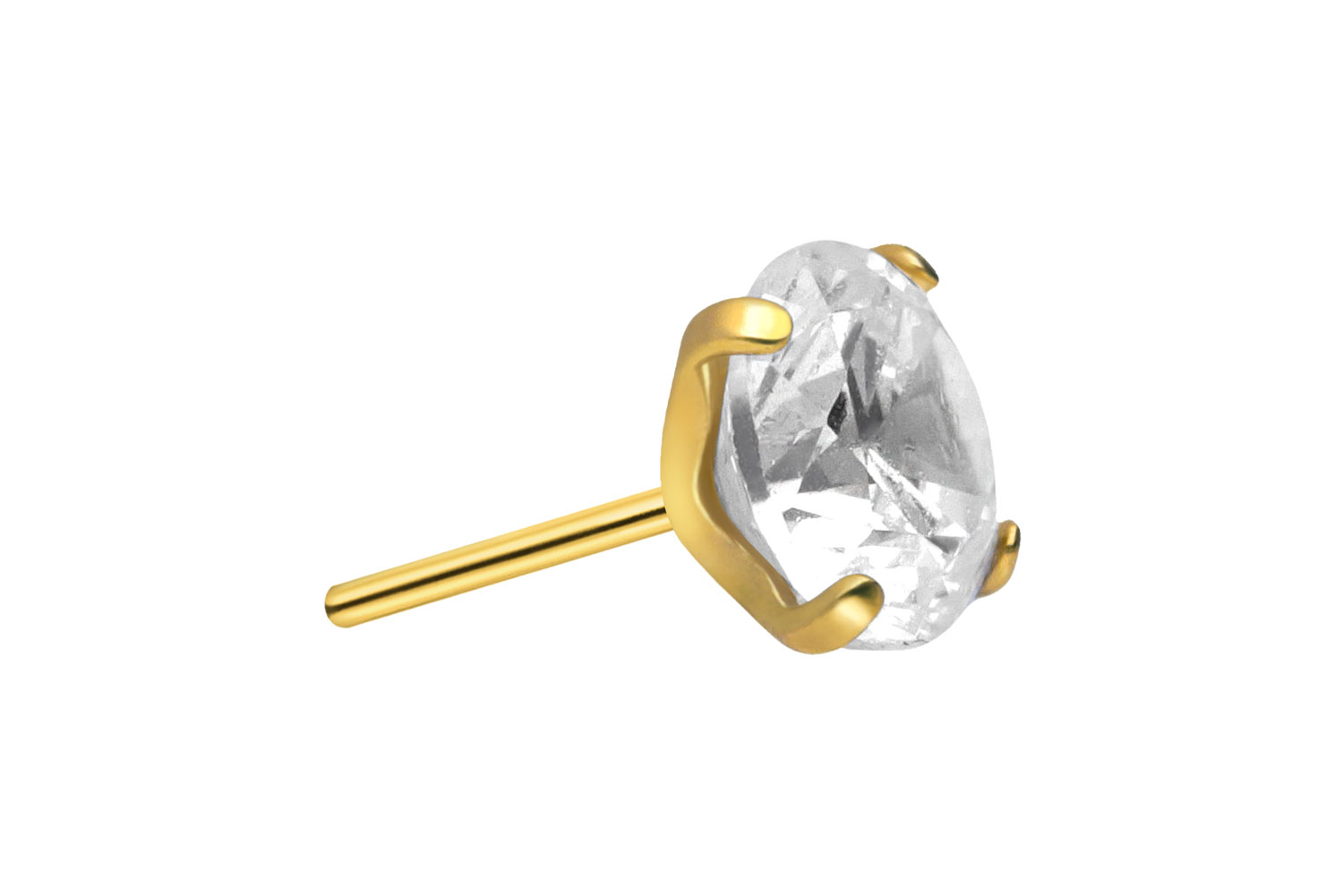 Titan Aufsatz mit Push Pin EINGEFASSTER KRISTALL von Piercingline